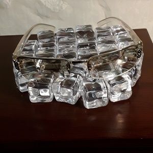 #0106 RIMLESS SILVER~CLEAR RECTANGULAR SUNGLASSES